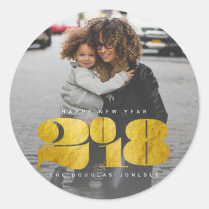 STICKER ROND NOUVELLE ANNÉE AUDACIEUSE (OR)