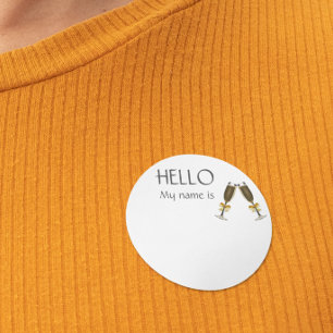 Sticker Rond Nouvelle année Champagne Nom de la fête Balise Bad