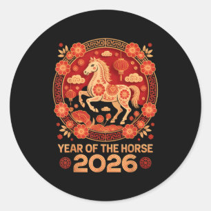 Sticker Rond Nouvelle année lunaire vintage 2026 - Année du che