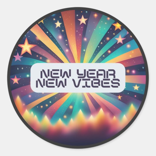 Sticker Rond Nouvelle année Vibes (Devant)