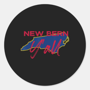 Sticker Rond Nouvelle Bern Caroline du Nord Y'all Nc Fierté Éta
