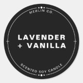 Sticker Rond Nouvelle bougie de soja maison noire couvercle de  (Devant)