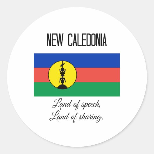 Sticker Rond Nouvelle-Calédonie, drapeau et devise (Devant)