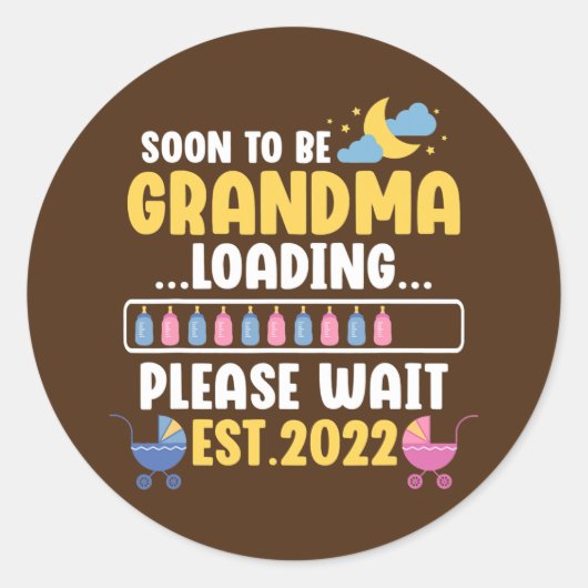 Sticker Rond Nouvelle Grossesse Amusante Grand-Mère Faire-part  (Devant)