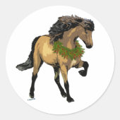 Sticker Rond Nouvelle Noël Cheval islandais (Devant)