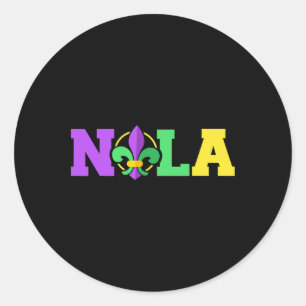 Sticker Rond Nouvelle Orléans Nola À Mardi Gras Couleurs Et Fle