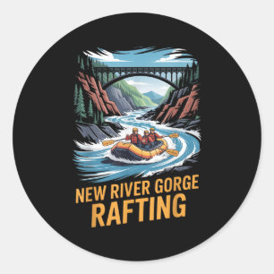 Sticker Rond Nouvelle rivière Gorge Rafting Whitewater Kayak Ou