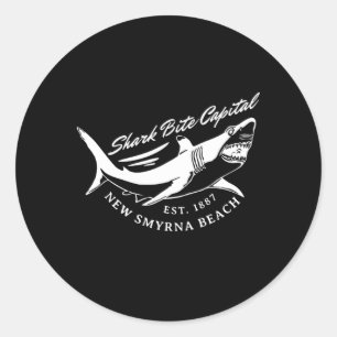 Sticker Rond Nouvelle Smyrna Beach Shark Bite Capitale Du Monde