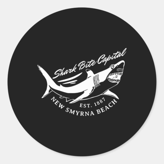 Sticker Rond Nouvelle Smyrna Beach Shark Bite Capitale Du Monde (Devant)