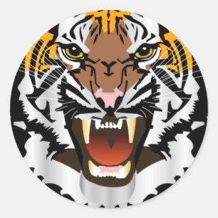 STICKER ROND NOUVELLE TÊTE DE TIGRE