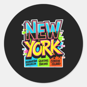 Sticker Rond Nouvelle ville de New York ligne d'horizon bronx q