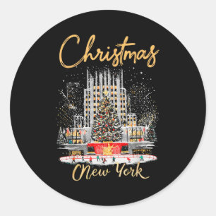 Sticker Rond Nouvelle York Ny Voyage de Filles de Noël Correspo
