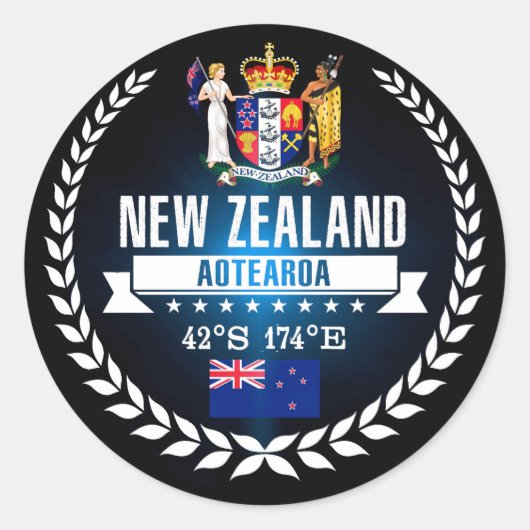 Sticker Rond Nouvelle-Zélande (Devant)