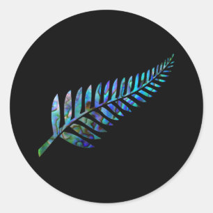 STICKER ROND NOUVELLE-ZÉLANDE KIWI FOUGÈRE SIMPLE PAUA