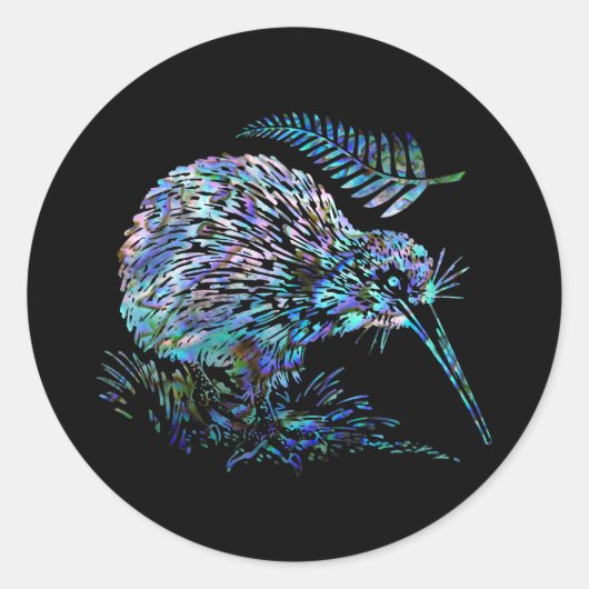 STICKER ROND NOUVELLE-ZÉLANDE KIWI PAUA (Devant)
