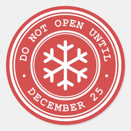 Sticker Rond N'ouvrez pas avant l'étiquette cadeau de Noël roug (Devant)