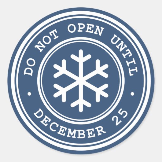 Sticker Rond N'ouvrez pas jusqu'à la balise cadeau de Noël bleu (Devant)