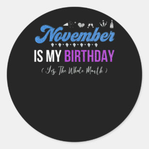Sticker Rond Novembre Est Mon Anniversaire Le Mois Entier Novem