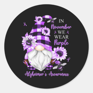 Sticker Rond Novembre Nous Portons Des Gnomes Violets Alzheimer
