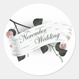 Sticker Rond Novembre Sceau Mariage : feuilles de la saison :