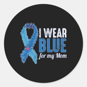 Sticker Rond Novembre T1D Sensibilisation Ruban Bleu Pour Maman