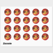 STICKER ROND NUAGE AVEC RIBBON ROUGE (Feuille)