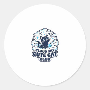 Sticker Rond Nuage Ciel Mignon Chat Amoureux de Chats T-Shirt A