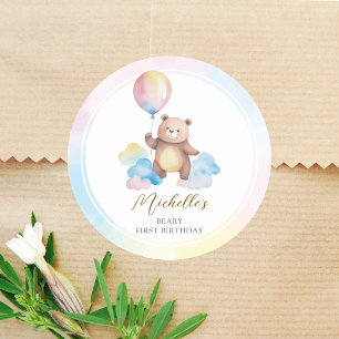 Sticker Rond Nuage de ballons en forme d'ours en peluche pour u
