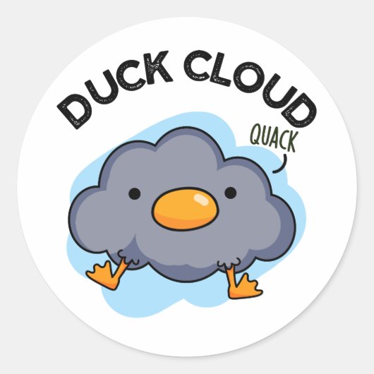 Sticker Rond Nuage de canard amusant Plume météorologique (Devant)