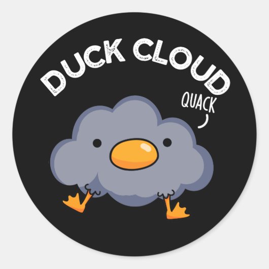 Sticker Rond Nuage de canard Funny Météo Pun Dark BG (Devant)