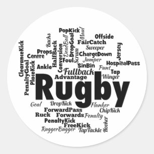 Sticker Rond Nuage de mots de rugby à XV