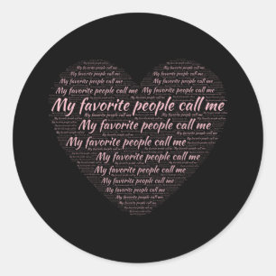 Sticker Rond Nuage de mots du cœur que mes personnes préférées