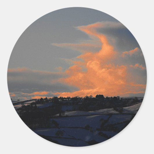 Sticker Rond Nuage de neige sur Newtown, Powys (Devant)
