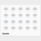 Sticker Rond Nuage de pluie Cute Kawaii (Feuille)