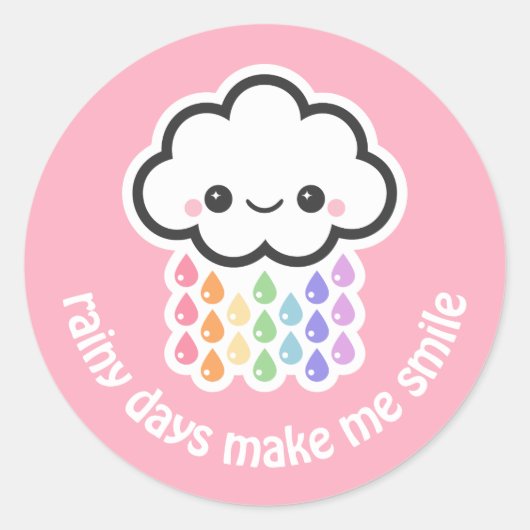 Sticker Rond Nuage de pluie de Kawaii Goth Rainbow (Devant)