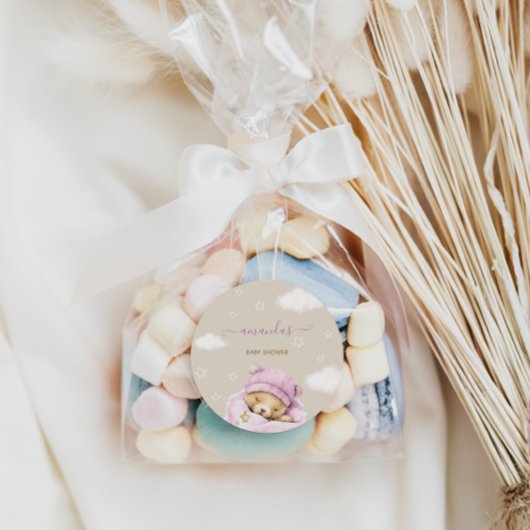 Sticker Rond Nuage d'ours bébé fille douche