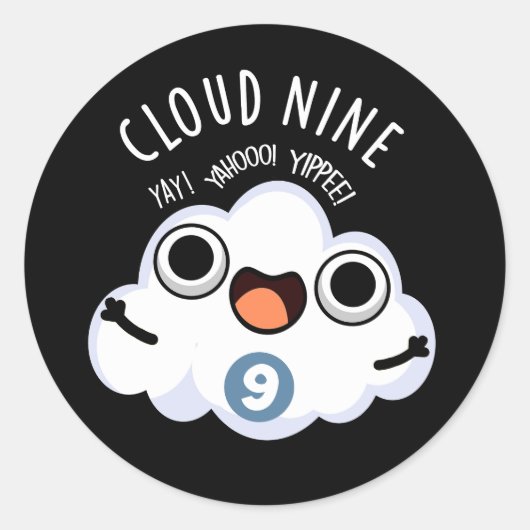 Sticker Rond Nuage Neuf Funny Météo Pun Dark BG (Devant)