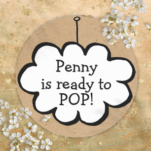 Sticker Rond Nuage sur une corde Kraft prêt à faire POP Baby Sh