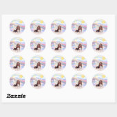 Sticker Rond Nuages - Ange Basset Hound (Feuille)