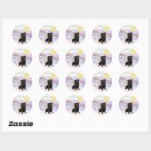 Sticker Rond Nuages - Ange Pug Noir (Feuille)