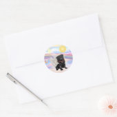 Sticker Rond Nuages - Ange Pug Noir (Enveloppe)