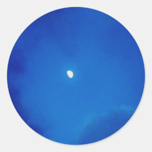 Sticker Rond Nuages bleus Pleine lune