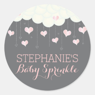 Sticker Rond Nuages & Coeurs Bébé Sprinkle Girl Favoriser Stick