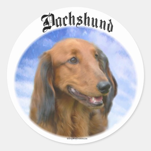 Sticker Rond Nuages Dachshund (Devant)