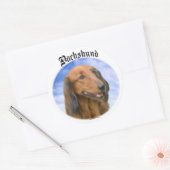 Sticker Rond Nuages Dachshund (Enveloppe)