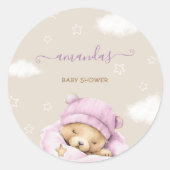 Sticker Rond Nuages d'ours bébé fille douche (Devant)