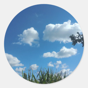 Sticker Rond Nuages Et Ciel Bleu