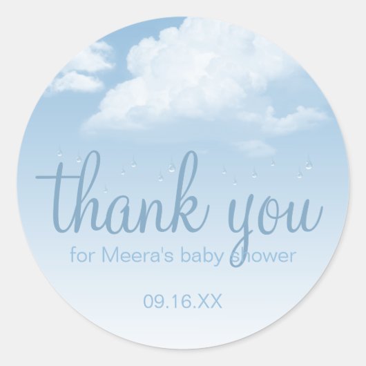 Sticker Rond Nuages fluides Raindrops Merci (Devant)