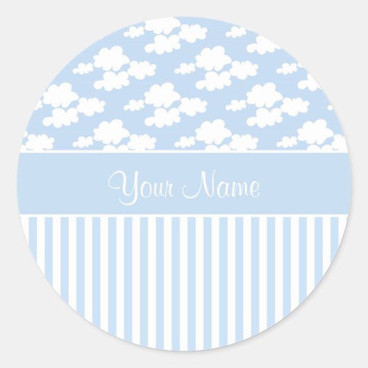 Sticker Rond Nuages mignons et rayures (Devant)
