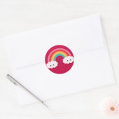Sticker Rond Nuages souriants et arc-en-ciel (Enveloppe)